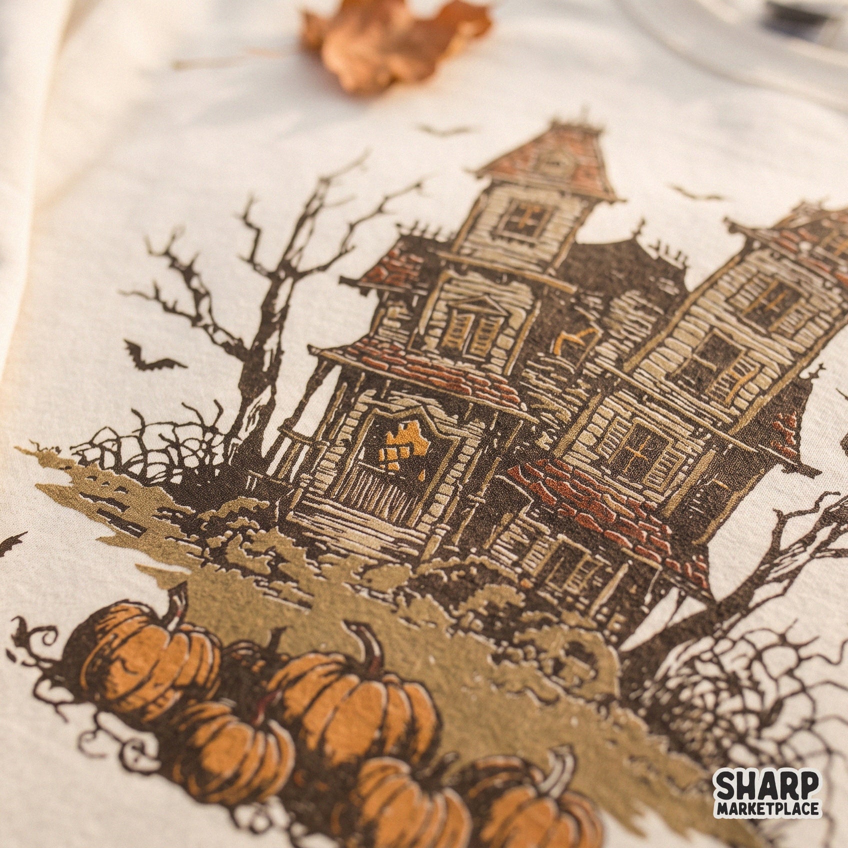 Spooky haunted house victorian mansion graphic shirt design for halloween png sublimation transfers