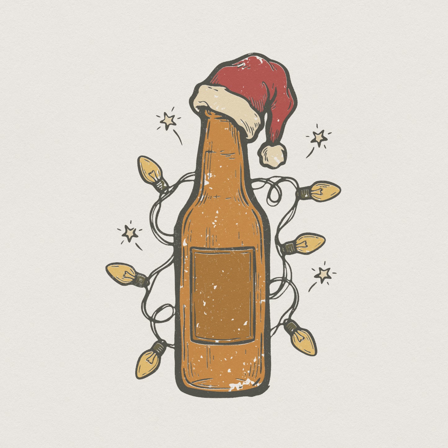 Christmas Beer Bottle PNG, Holiday Lights Digital Download - 300 DPI