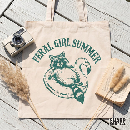 Funny trash panda raccoon in a pink flamingo pool float retro summer png design for beach trip shirts