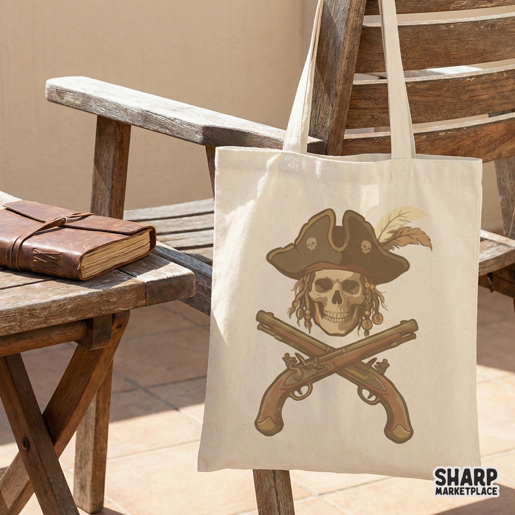 Pirate Skull PNG, Vintage Pistol Crossbones Digital Art - 300 DPI Design