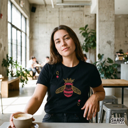 Queen Bee Crown Playing Card Illustration Sublimation PNG