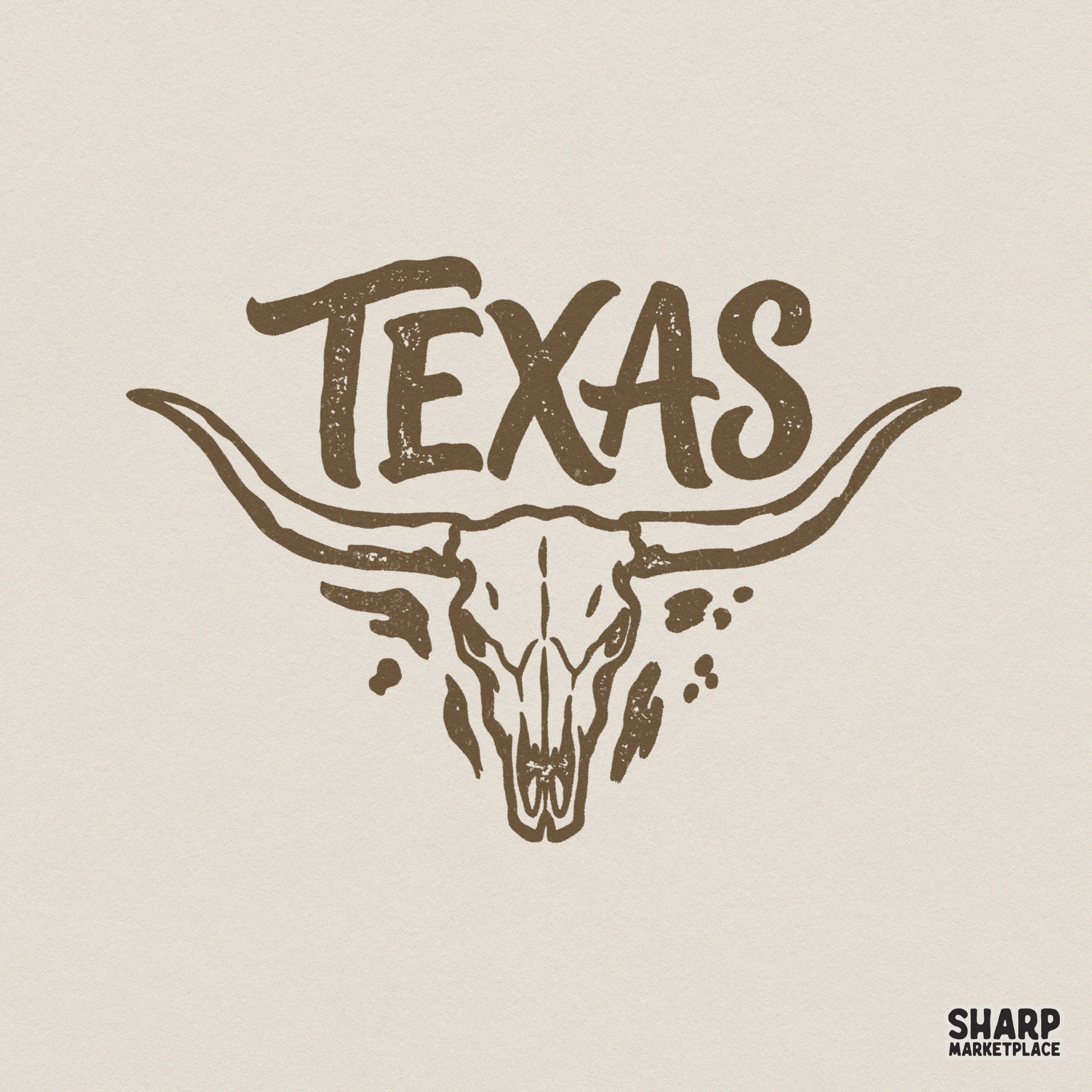 Texas Longhorn PNG, Western Vintage Texas Design - 300 DPI Design for