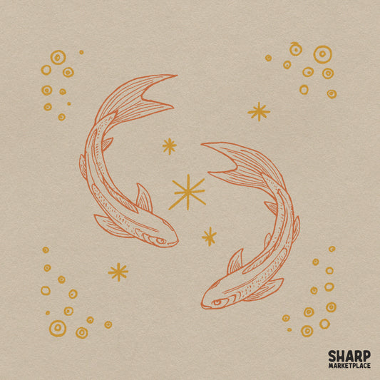 Orange koi fish swimming in a mystical yin yang pond for retro shirt sublimation PNG design
