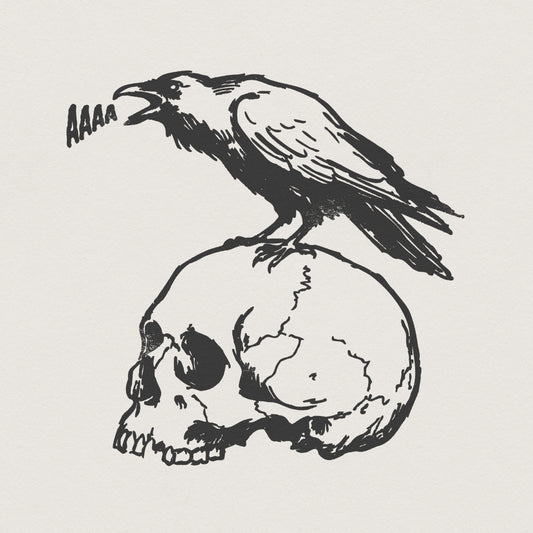 Aaaa Skull PNG, Raven On Skull PNG - 300 DPI Design for T-Shirt