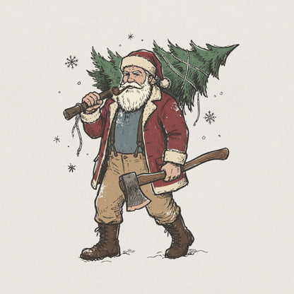 Vintage Santa Claus PNG, Christmas Tree Art - 300 DPI Design for T-Shirt
