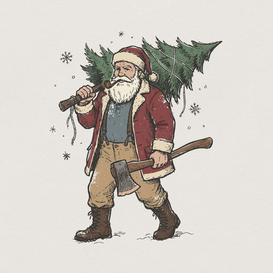 Vintage Santa Claus PNG, Christmas Tree Art - 300 DPI Design for T-Shirt