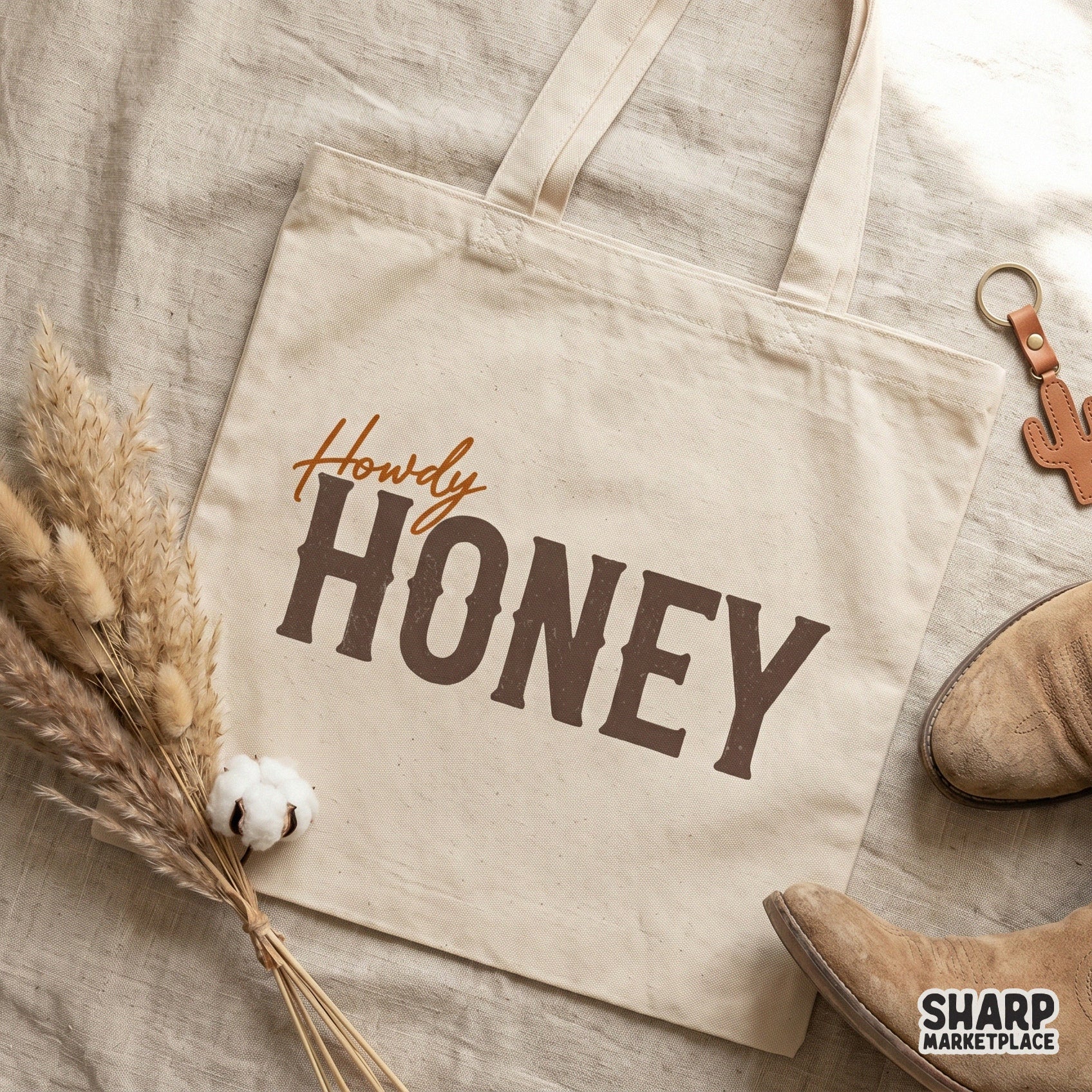 Rustic western typography design reading Howdy Honey in a distressed style, perfect for creating custom cowgirl shirts and stickers.