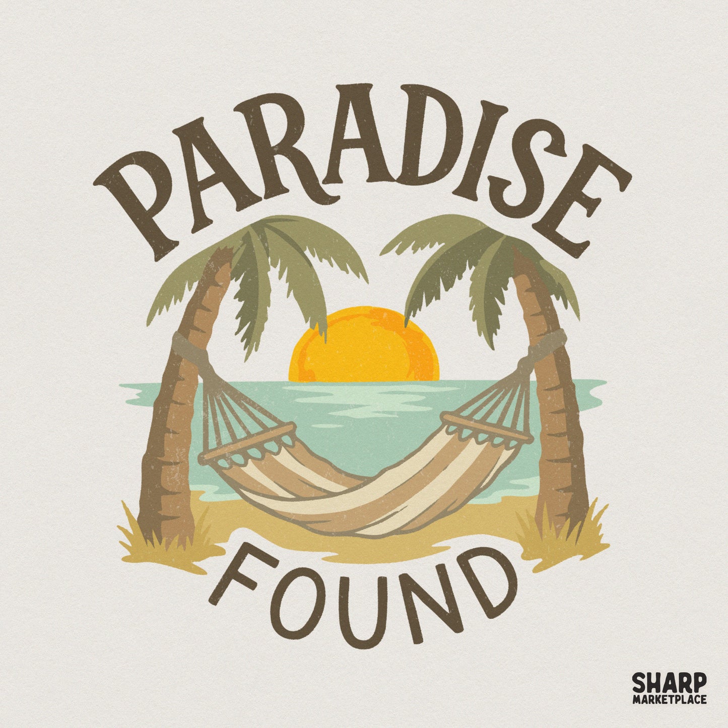 Paradise Found PNG, Tropical Beach Sunset Shirt Design - 300 DPI Design