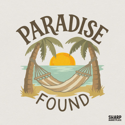 Paradise Found PNG, Tropical Beach Sunset Shirt Design - 300 DPI Design