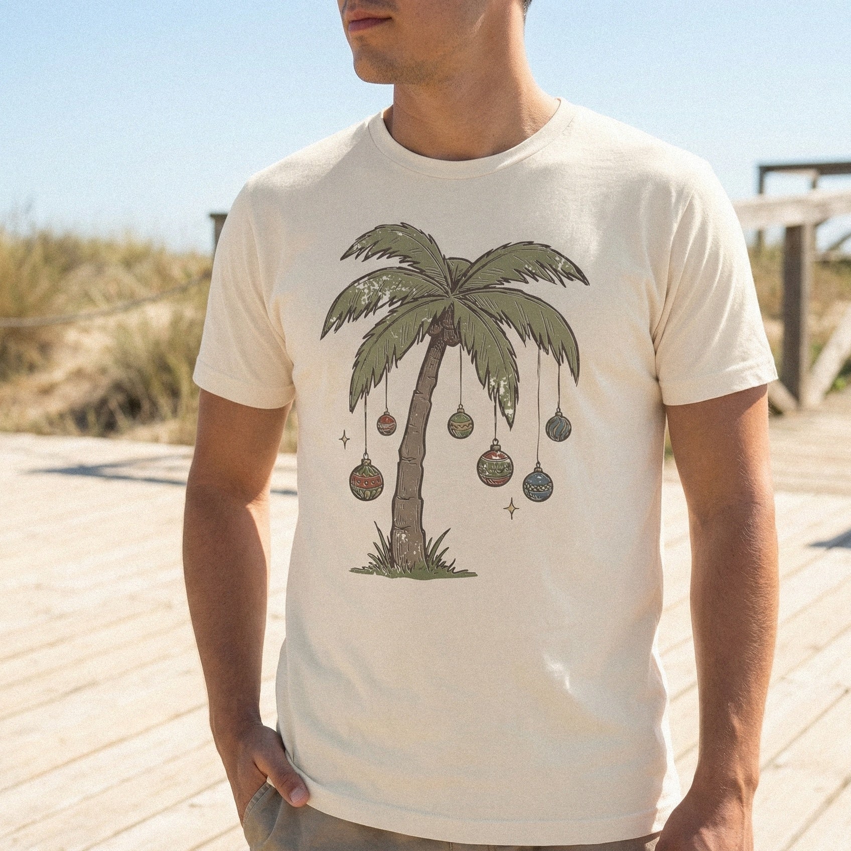 Palm Tree Christmas PNG, Holiday Beach Ornament Design - 300 DPI Design