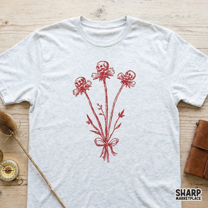 Skull Flower Bouquet PNG, Halloween PNG - 300 DPI Design for T-Shirt