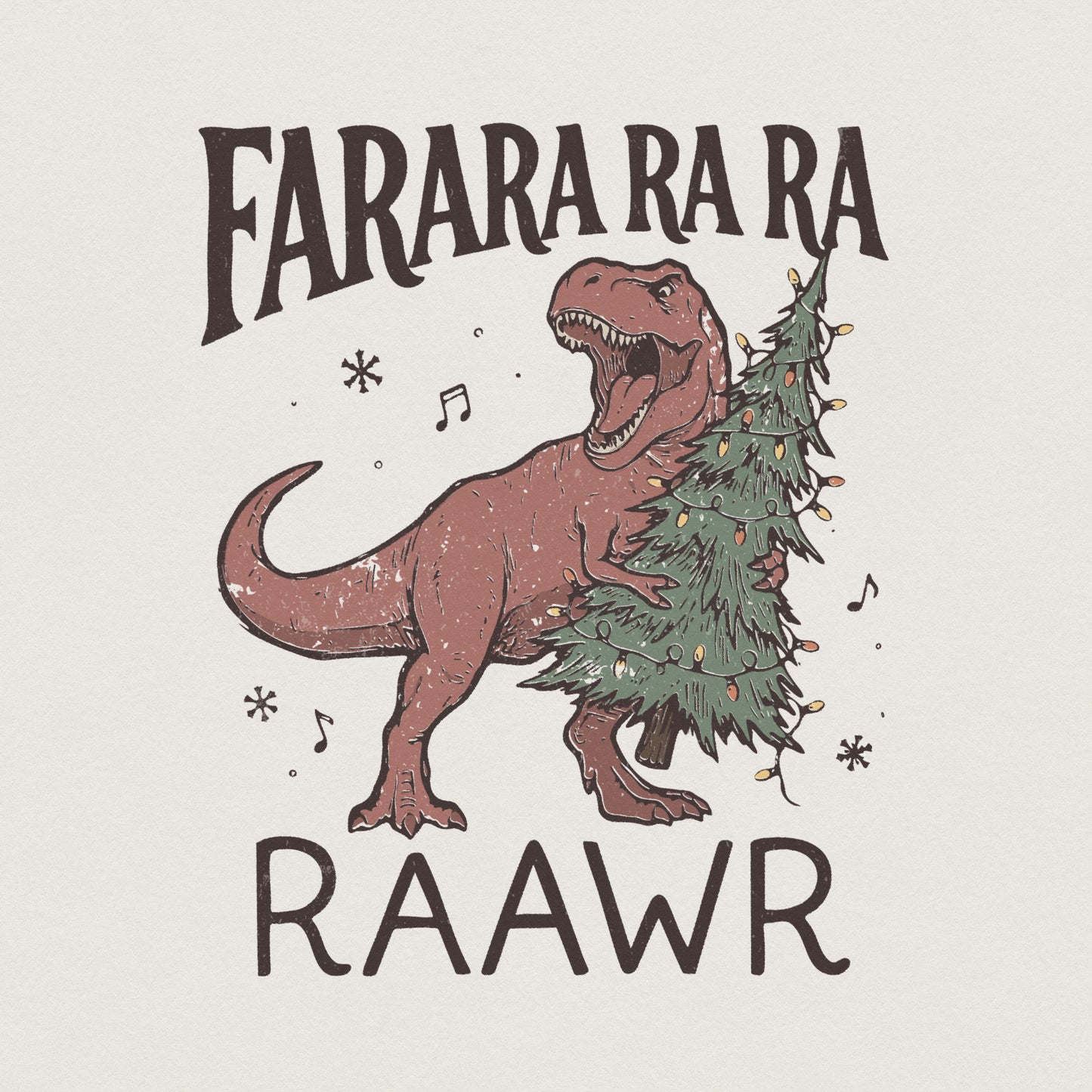 Farara Ra Ra Ra Raawr PNG, Funny Dinosaur Christmas Tree Shirt - 300 DPI