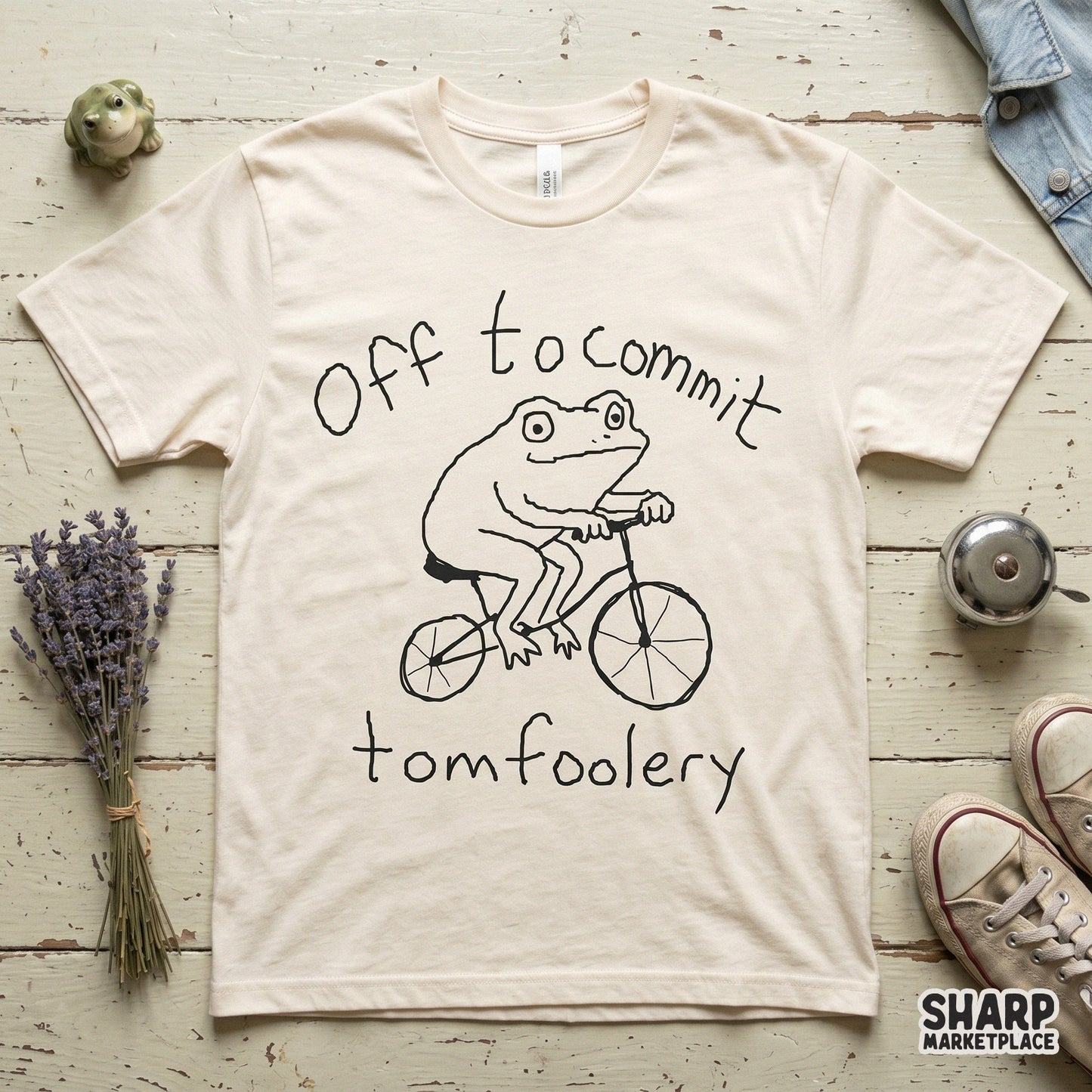 Digital design file featuring a whimsical frog riding a bike with playful text, perfect for sublimation, stickers, or custom apparel projects.