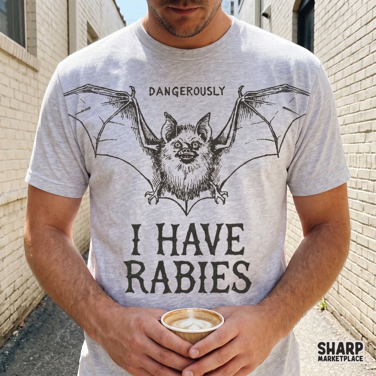 Dangerously I Have Rabies funny bat PNG for sarcastic Halloween spooky season meme shirts and unhinged animal digital designs