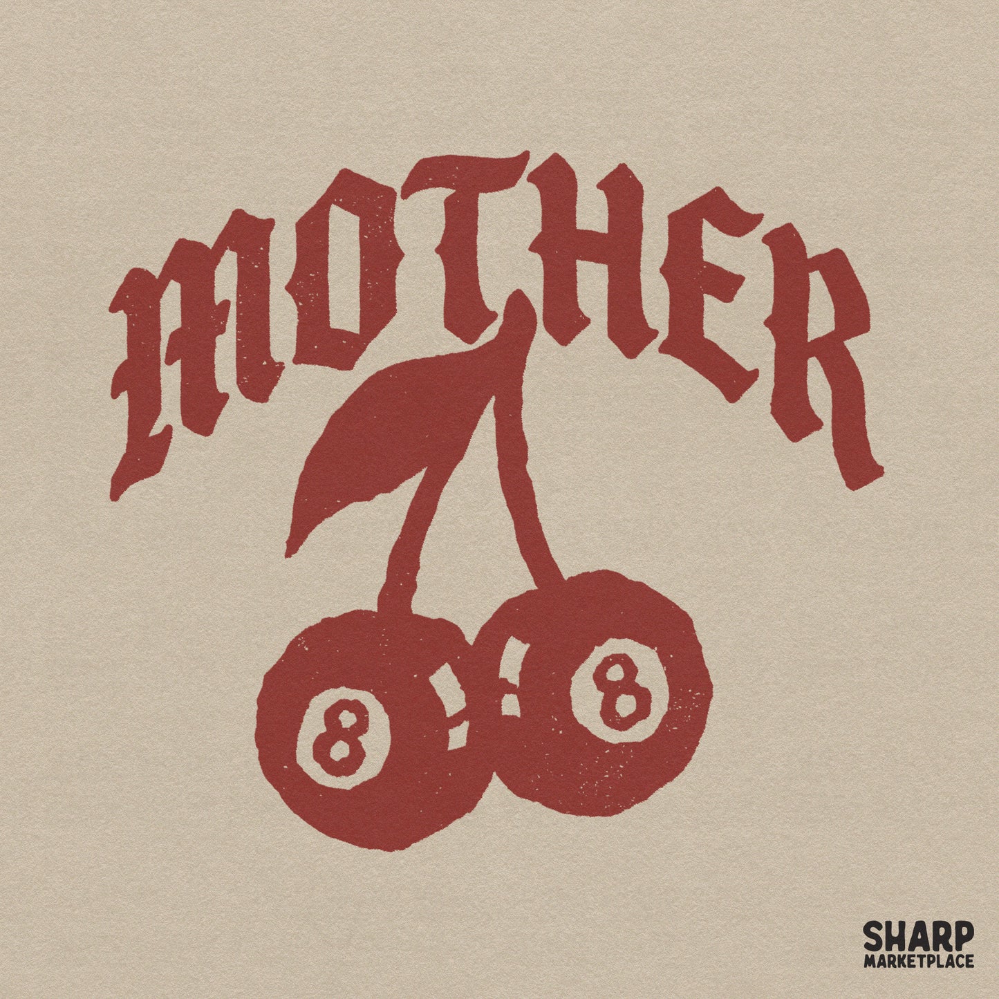 Retro Y2K tattoo style cherry eight ball graphic for a Mother's Day shirt design