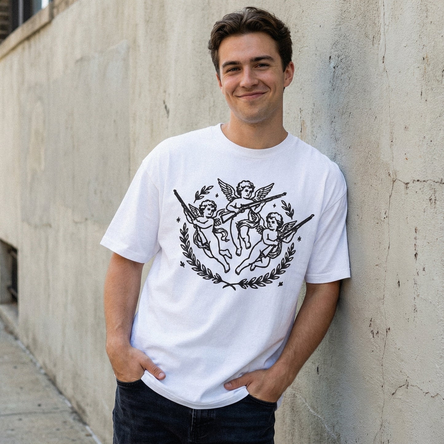 Cherub Angel Gun PNG, Vintage Aesthetic Digital Download - 300 DPI Design