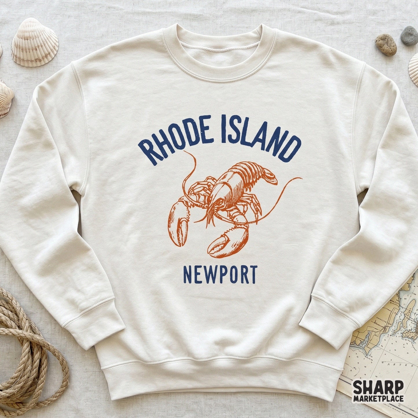 Rhode Island Newport lobster seafood graphic PNG for trendy coastal beach summer shirts and sublimation apparel design