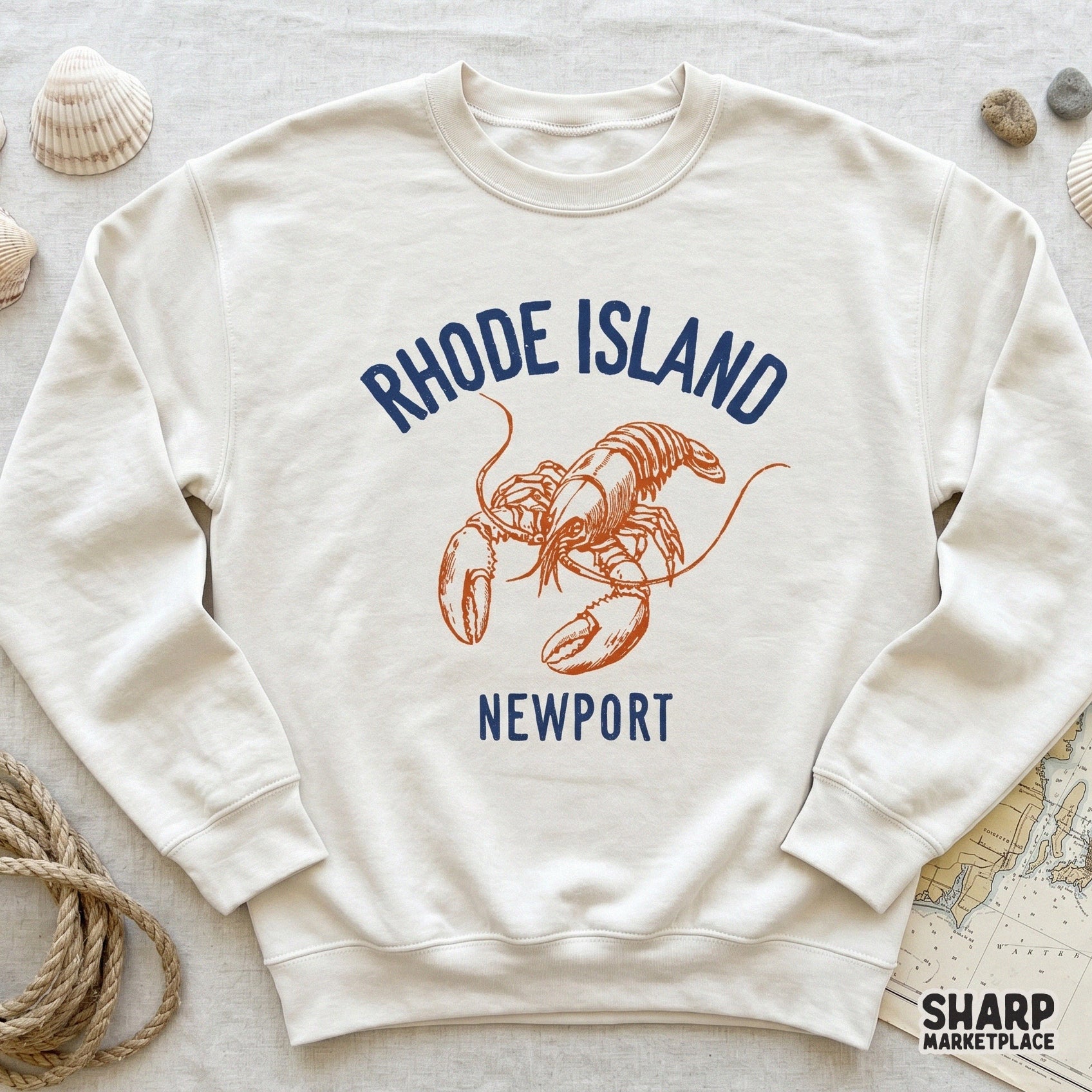 Rhode Island Newport lobster seafood graphic PNG for trendy coastal beach summer shirts and sublimation apparel design