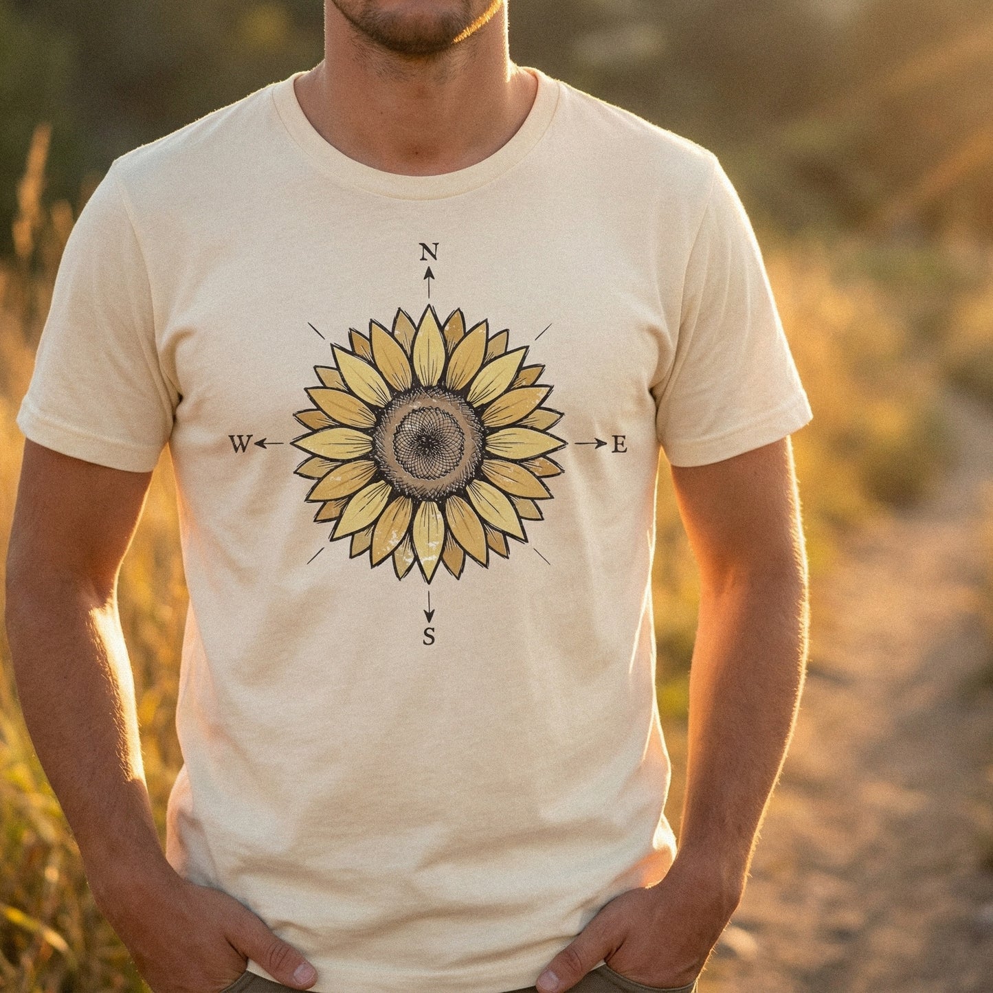 Sunflower Compass PNG, North South East West Art - 300 DPI Design for