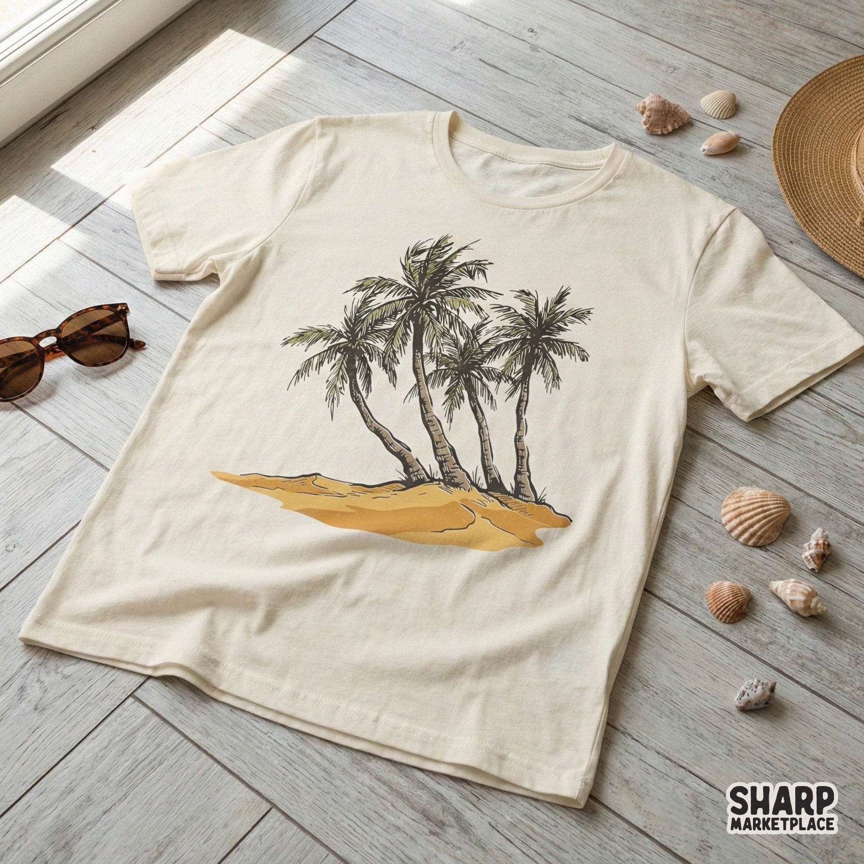 Tropical Paradise Palm Trees PNG, Summer Beach Vibes - 300 DPI Design for