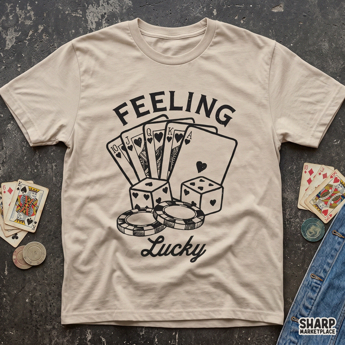 Feeling Lucky Sublimation PNG, Trendy Poker Cards Shirt