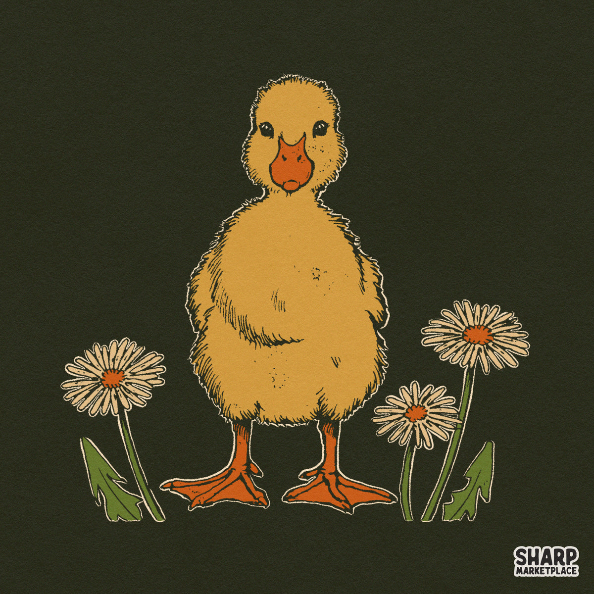 Sweet Yellow Baby Duckling With Daisies Easter PNG, Trendy