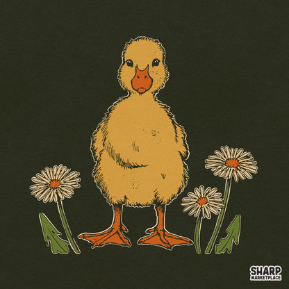 Sweet Yellow Baby Duckling With Daisies Easter PNG, Trendy