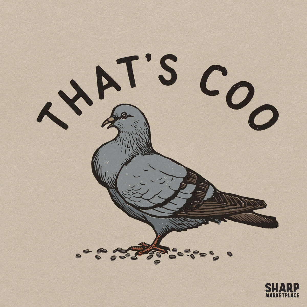 Funny retro pigeon eating seeds design featuring a funny bird pun for sarcastic t-shirt prints