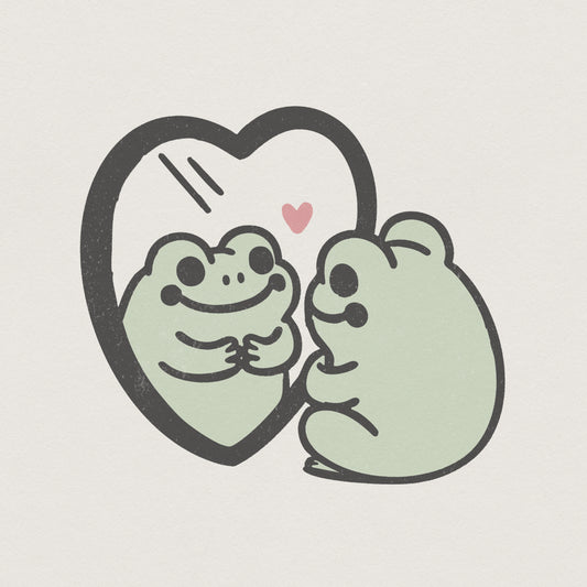Self Love Frog PNG, Cute Frog Mirror Art - 300 DPI Design for T-Shirt