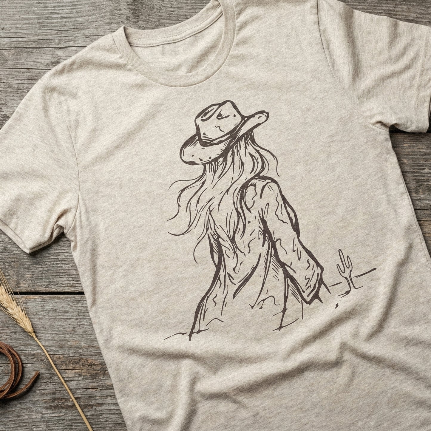 Cowgirl PNG, Western Woman Line Art - 300 DPI Design for T-Shirt
