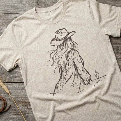 Cowgirl PNG, Western Woman Line Art - 300 DPI Design for T-Shirt