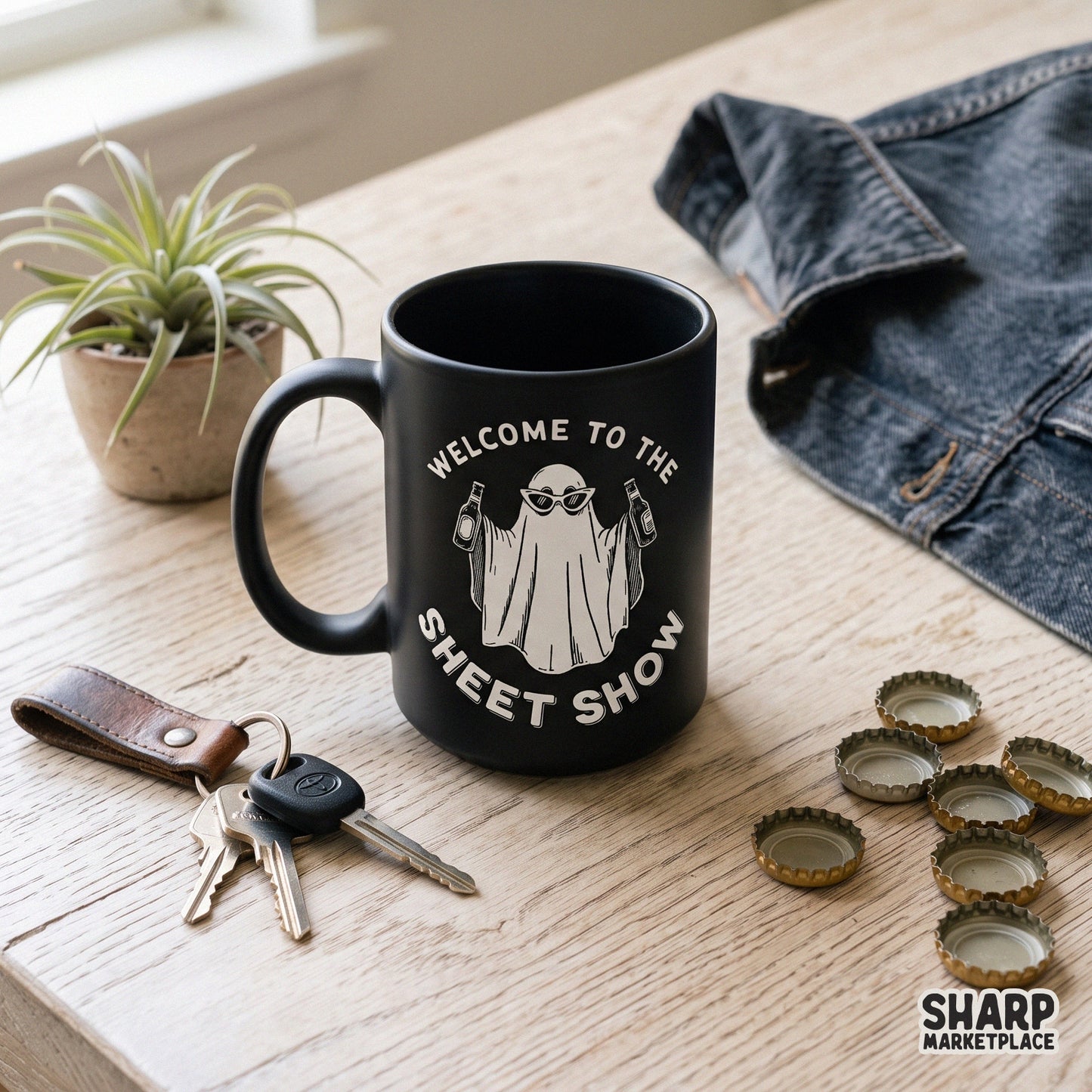 Funny Halloween ghost drinking beer in a retro sublimation design for spooky season shirts and digital crafts
