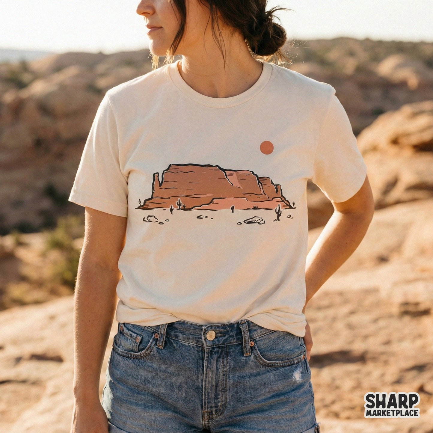 Desert Landscape Western PNG, Cactus Shirt Design - 300 DPI Design for