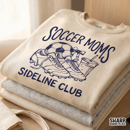 High-resolution digital download for apparel printing, showcasing a soccer-themed illustration with a bow and iced coffee for sideline style.
