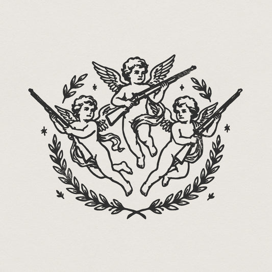 Cherub Angel Gun PNG, Vintage Aesthetic Digital Download - 300 DPI Design