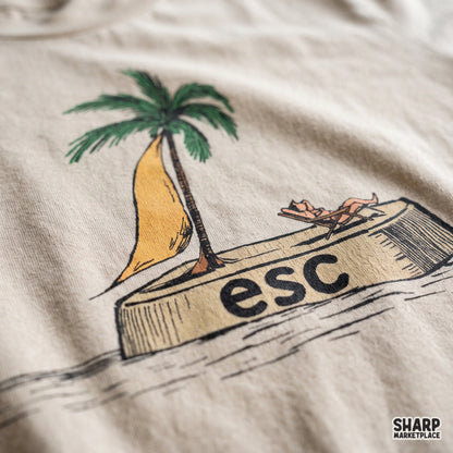 Esc Key Tropical Island Palm Tree Vacation, Retro Summer