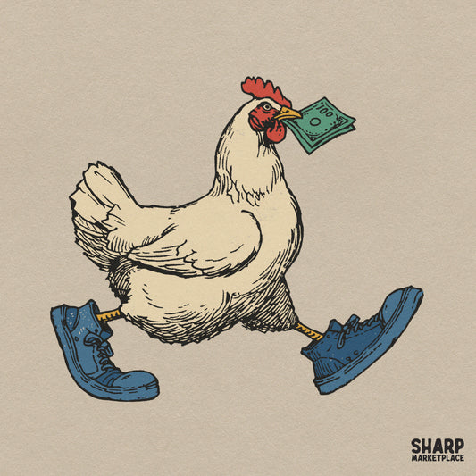 Cool Chicken Walking In Blue Sneakers, Sublimation PNG