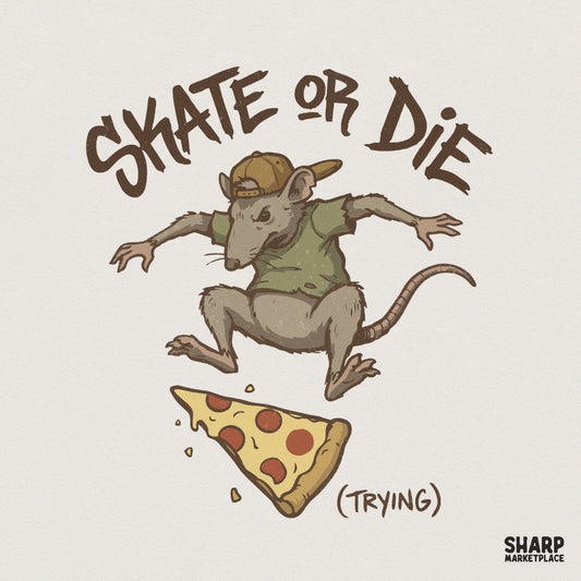 Skate Or Die (Trying) PNG, Funny Rat Skater Design - 300 DPI Design for