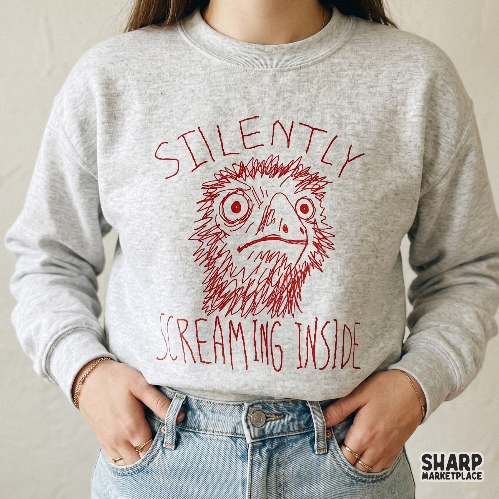 Sarcastic red bird meme illustration with a distressed, hand-drawn aesthetic and bold text, ideal for sublimation, DTF printing, and custom DIY gifts.
