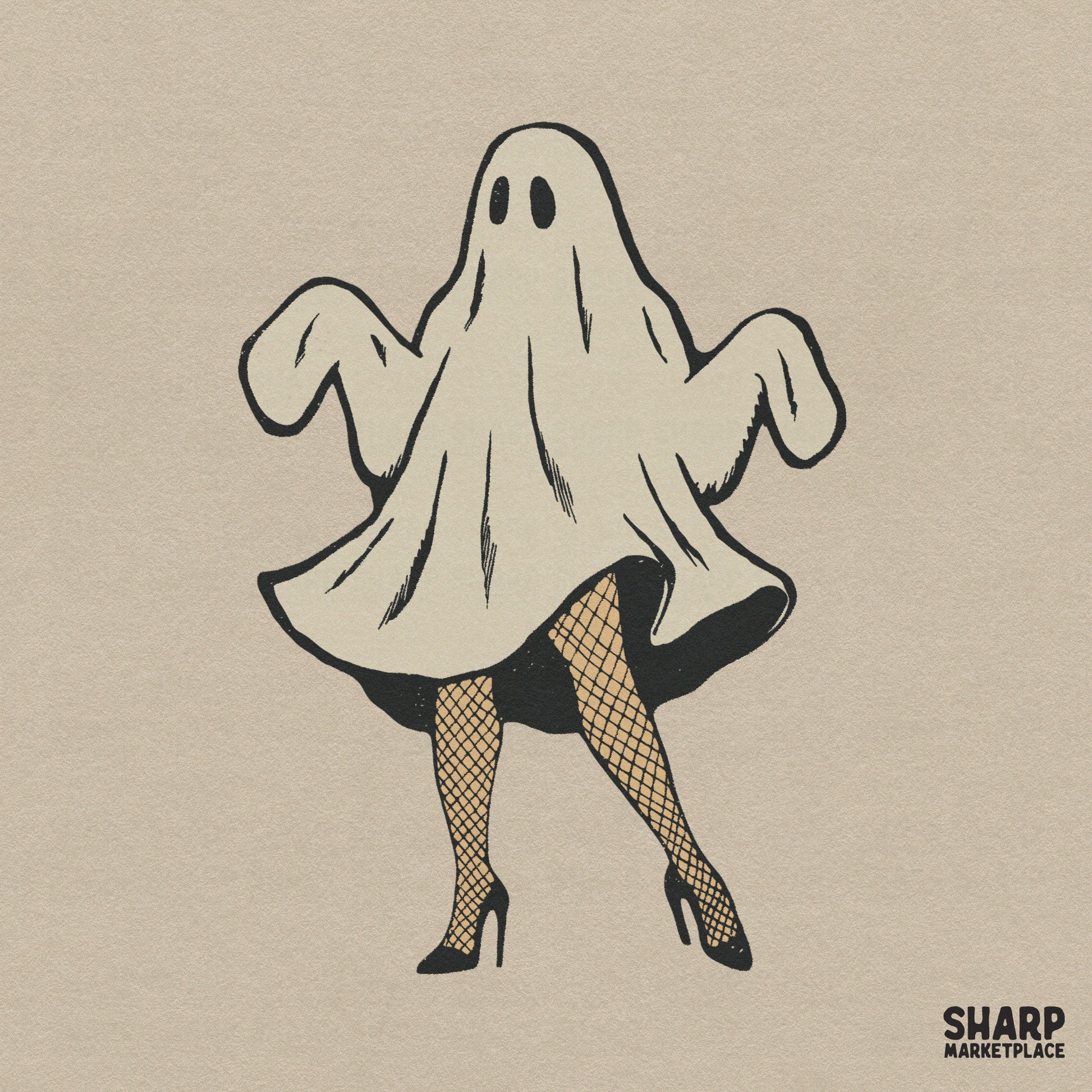 Cute coquette ghost PNG digital download design for a retro spooky season t-shirt or Halloween tumbler
