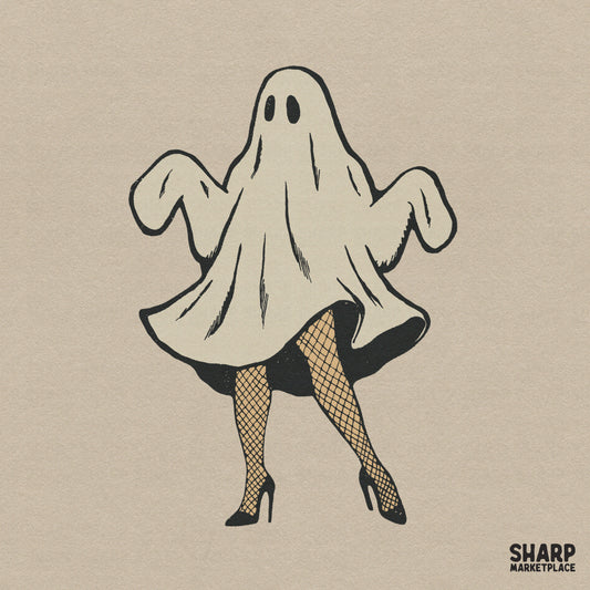 Cute coquette ghost PNG digital download design for a retro spooky season t-shirt or Halloween tumbler