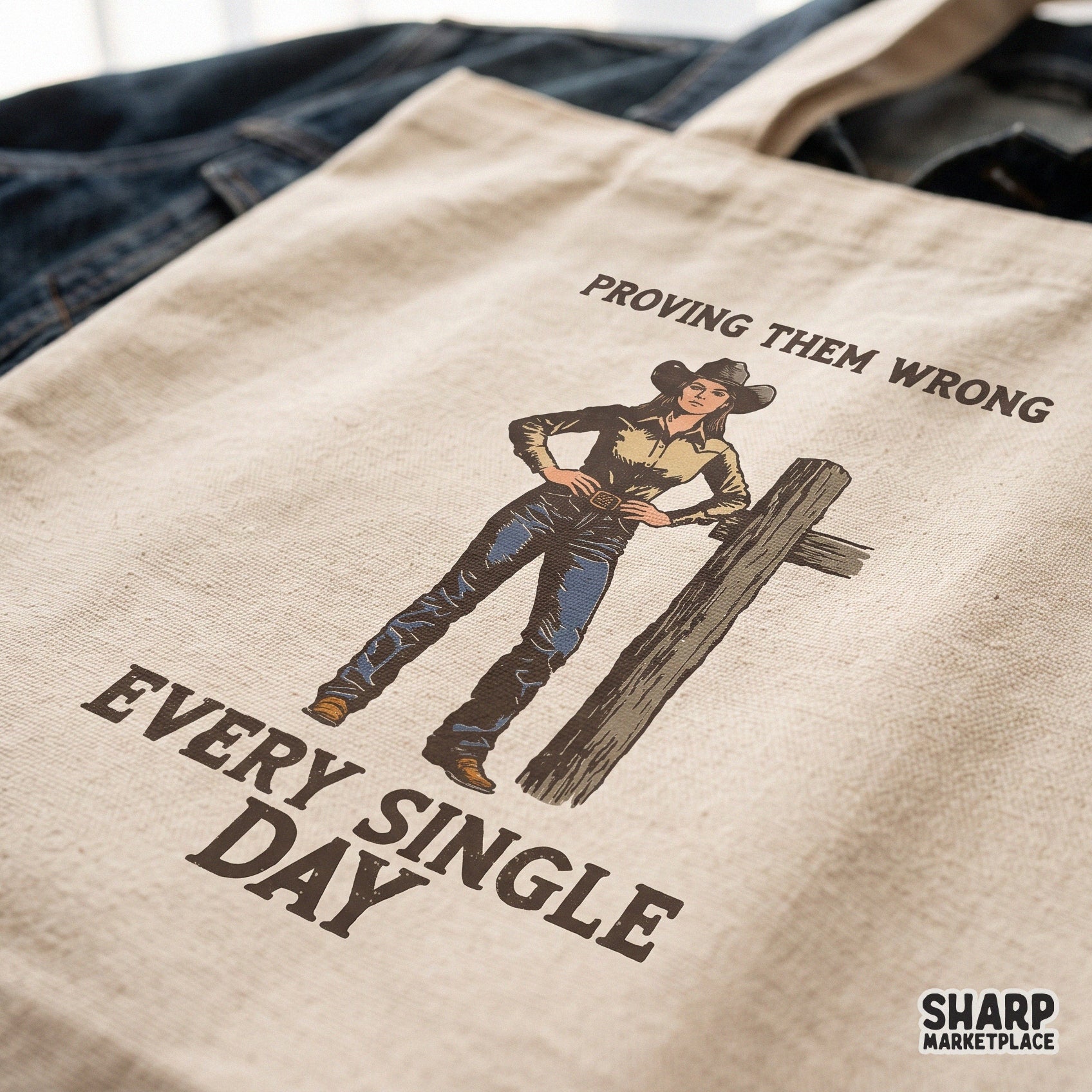 Proving Them Wrong Every Single Day retro western png cowgirl sublimation graphic for an inspirational country shirt design