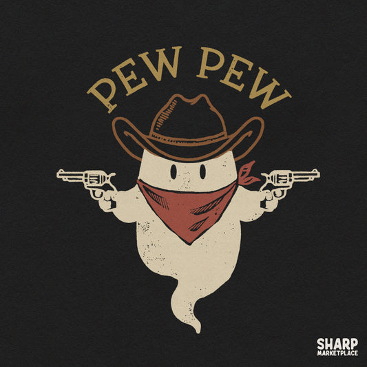 Funny western cowboy ghost holding guns digital PNG file for spooky Halloween t-shirt sublimation