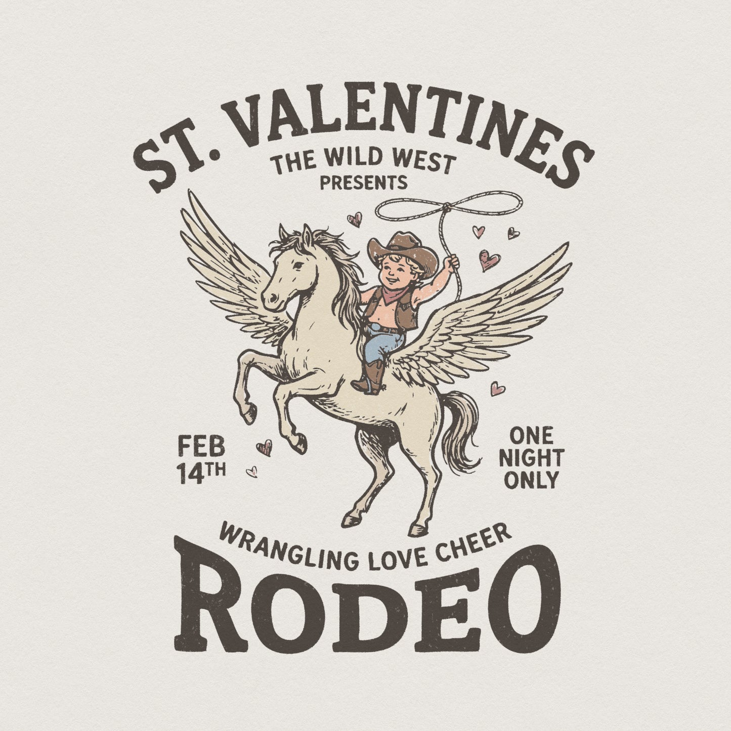 St. Valentines Rodeo PNG, Wrangling Love Cheer - 300 DPI Design for T-Shirt