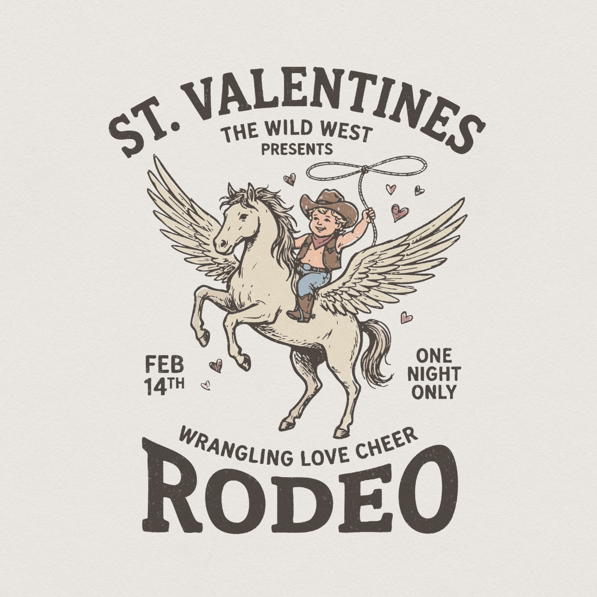 St. Valentines Rodeo PNG, Wrangling Love Cheer - 300 DPI Design for T-Shirt