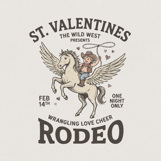 St. Valentines Rodeo PNG, Wrangling Love Cheer - 300 DPI Design for T-Shirt