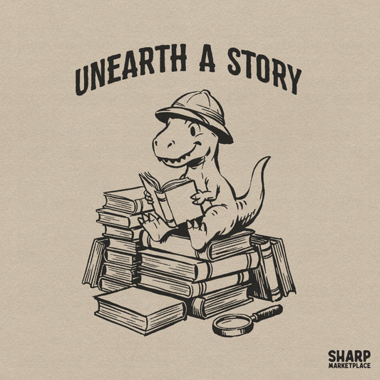 Retro retro dinosaur teacher shirt design featuring a funny T-Rex reading a book for a cute kids school graphic
