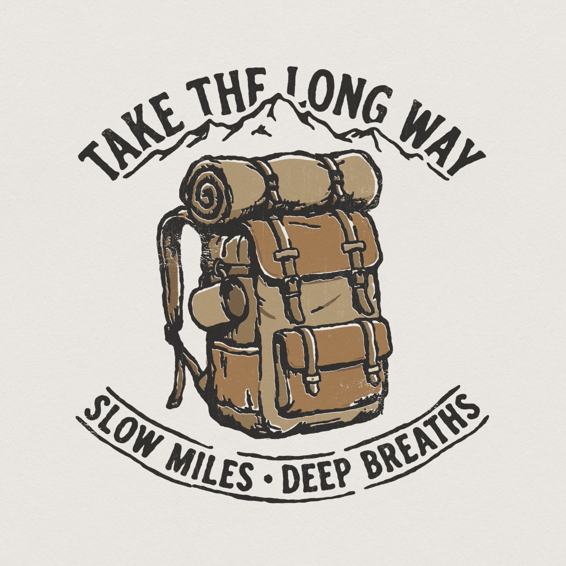 Take The Long Way PNG, Hiking Backpack Art - 300 DPI Design for T-Shirt