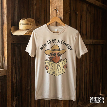 Sublimation design featuring a hand-drawn cowboy with a bandana and lightning bolt glasses, ideal for custom t-shirts, tumblers, or rustic wall art.