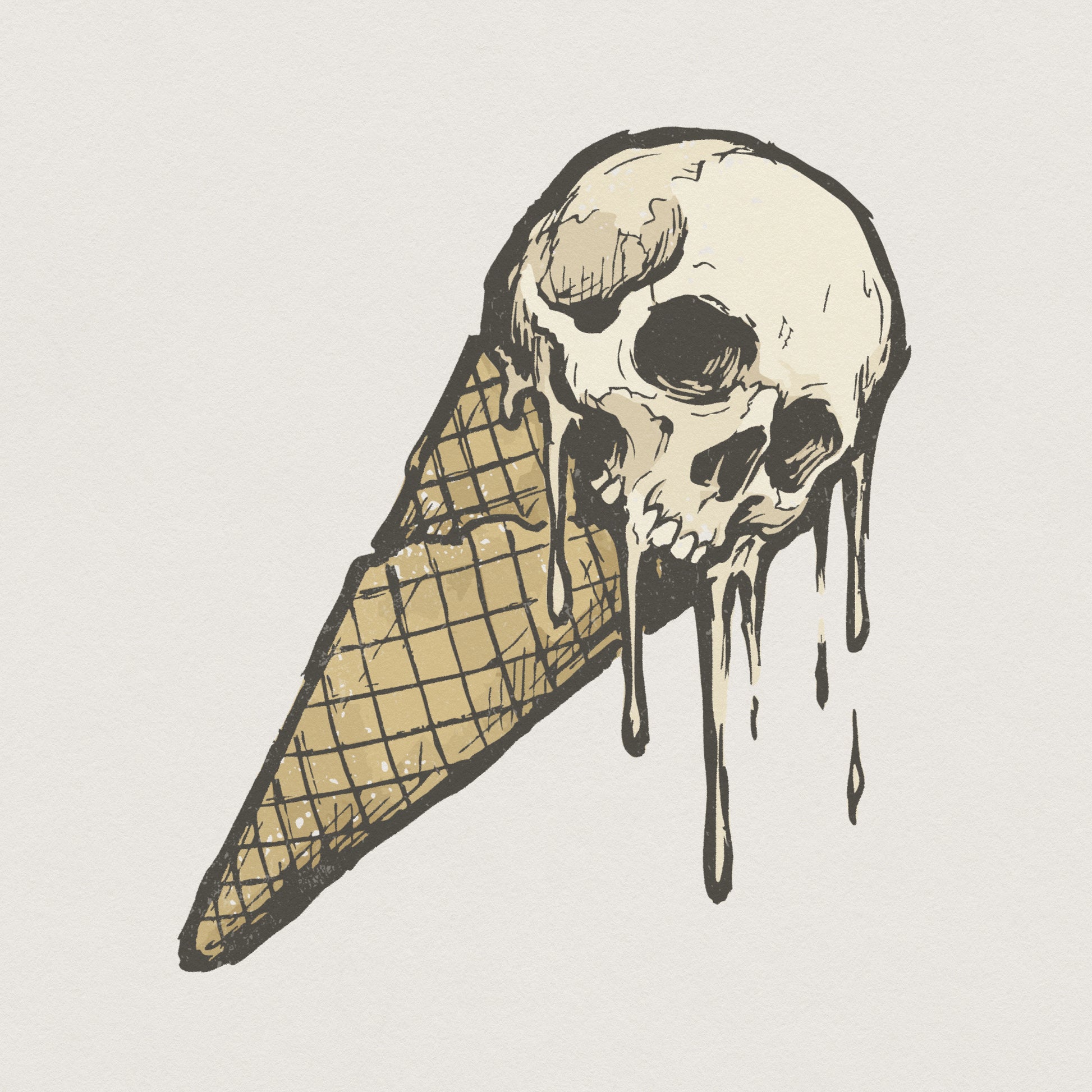 Melting Skull Ice Cream PNG, Gothic Dessert Digital Download - 300 DPI